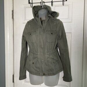 prince and fox jacket women’s Medium Army Green Lightweight Hooded Military
